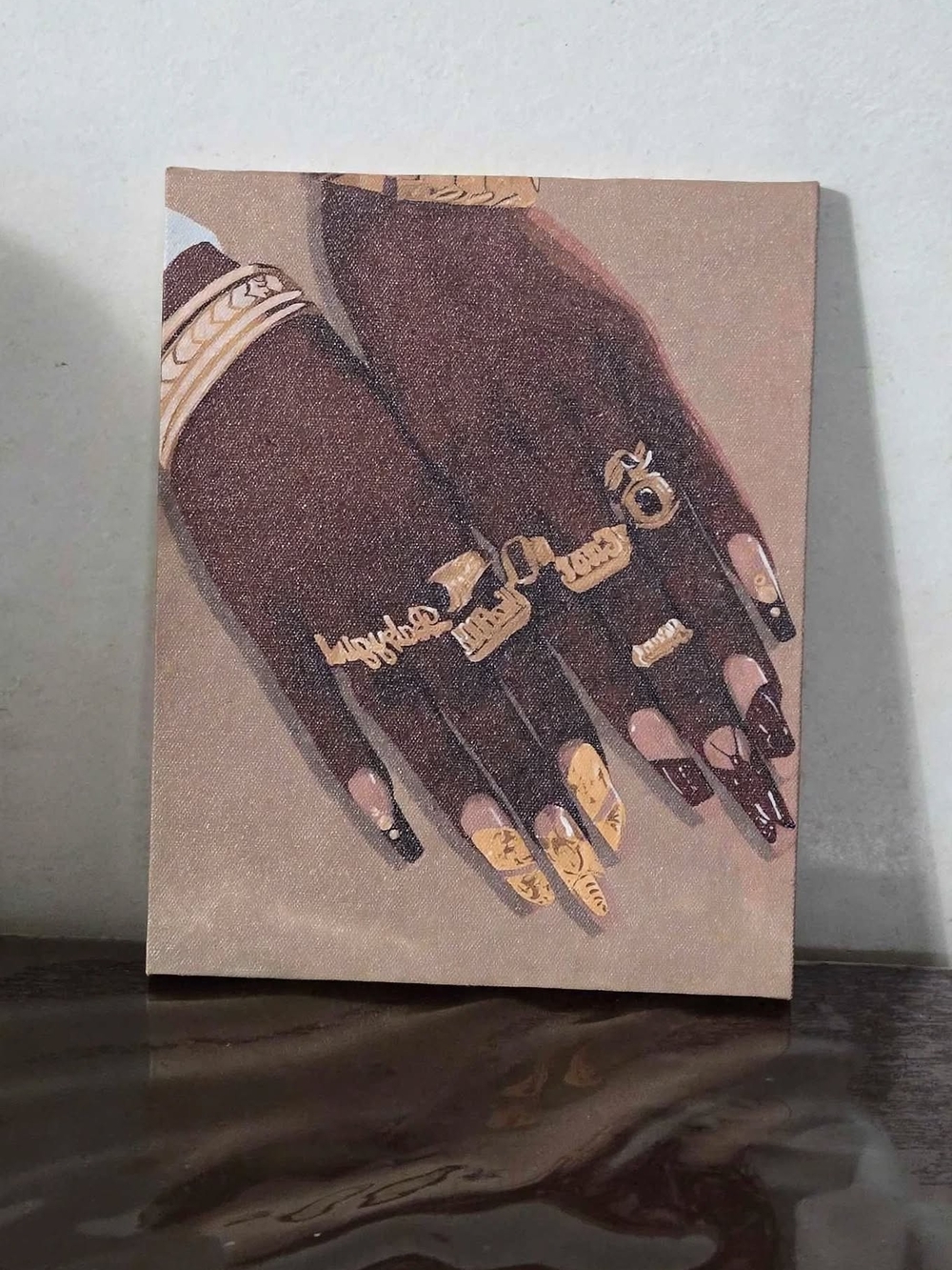 Canvas Wall Art - Brown Hands with Gold Rings